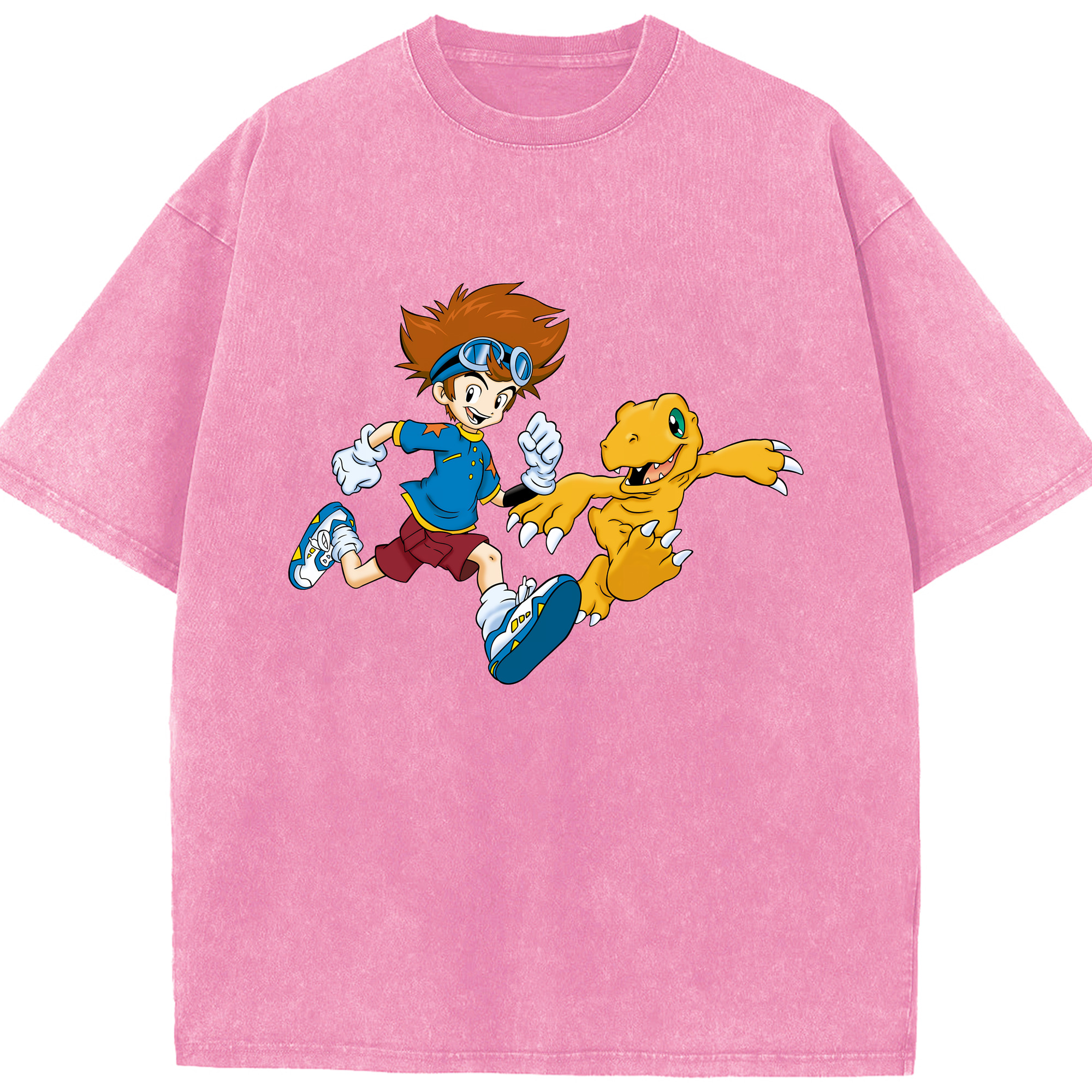 （画像用） Digimon デジタルモンスター/デジモン 綿100% ヴィンテージ風 半袖Tシャツ（フロントプリント）